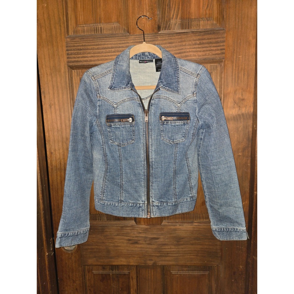 Vintage DKNY Jeans Womens Medium Wash Denim Full Zip Trucker Jacket Blue Size M